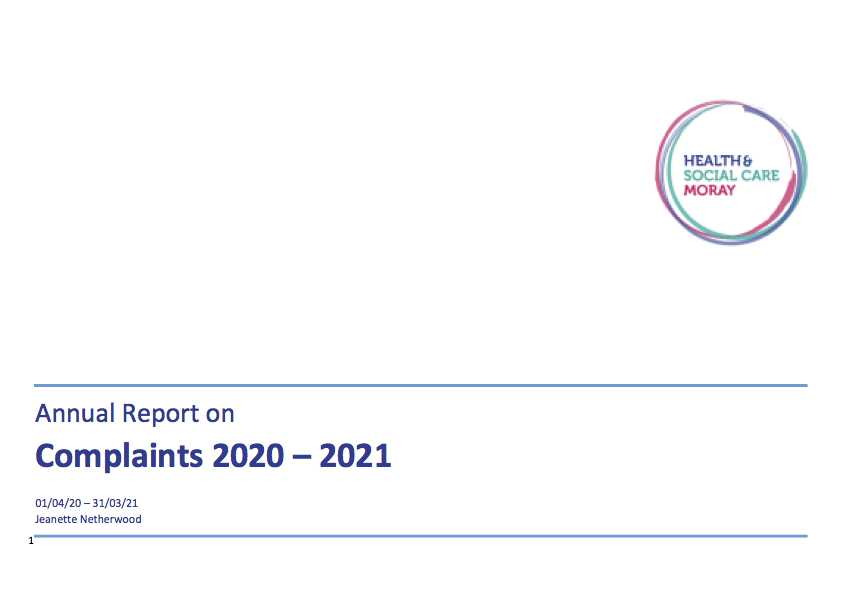 Cover of Annual Complaints Report 2020-21